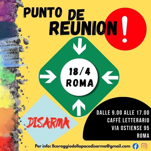 Contro le guerre. PUNTO DE REUNION. Incontro Nazionale. Roma – 18&nbsp;aprile